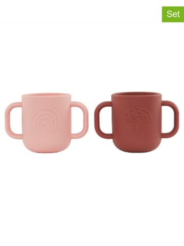 OYOY mini 2er-Set: Trinklernbecher "Kappu" in Rosa/ Rot - ab Geburt