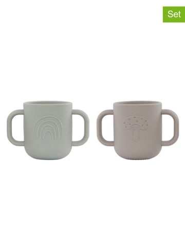 OYOY mini 2er-Set: Trinklernbecher "Kappu" in Grau/ Rosa - ab Geburt