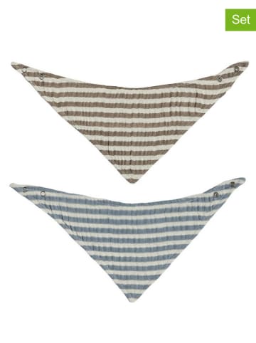 OYOY mini 2-delige set: driehoekige doeken bruin/blauw