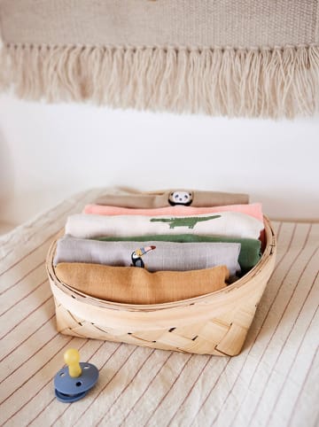 OYOY mini 2-delige set: spuugdoeken "Crocodile" beige/kaki