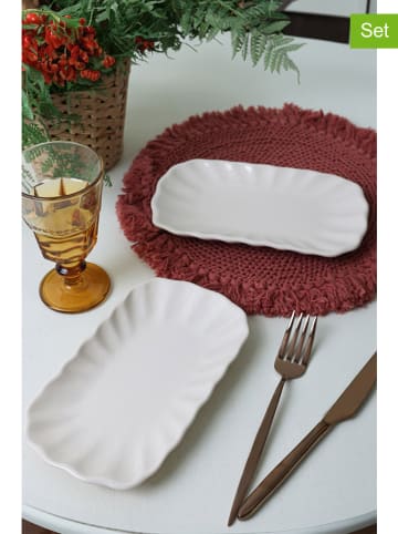 Hermia 2-delige set: serveerplateaus wit - (B)23 x (H)12 cm