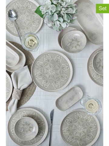 Hermia 14tlg. Frühstücks-Set in Taupe in Grau/ Hellbraun