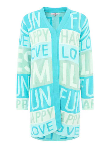 Zwillingsherz Cardigan "Smile Fun Happy" in Hellblau