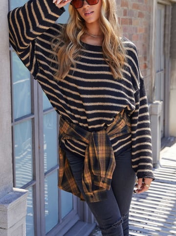 Milan Kiss Pullover in Hellbraun/ Schwarz