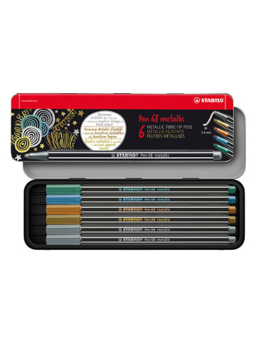 STABILO Premium-Filzstifte ''STABILO Pen 68 metallic'' - 6 Stück
