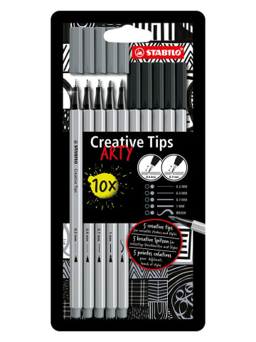 STABILO Cienkopisy (10 szt.) "STABILO Creative Tips ARTY" w kolorze szarym