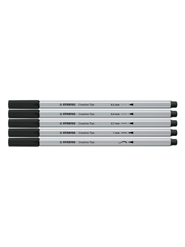 STABILO 10er-Set: Multi-Liner ''STABILO Creative Tips ARTY'' in Schwarz - 2 x 5 Stück