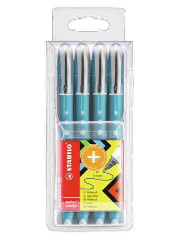 STABILO Pióra kulkowe (4 szt.) "STABILO worker+ colorful - Medium" w kolorze niebieskim