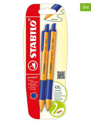 STABILO 4er-Set: Druck-Kugelschreiber ''STABILO pointball'' in Blau - 2 x 2 Stück