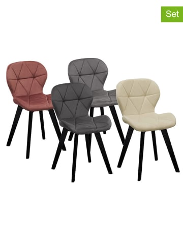 IDOMYA Factory 4-delige set: stoelen grijs/crème/lichtroze - (B)50 x (H)79 x (D)47,5 cm
