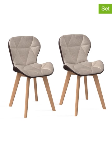 IDOMYA Factory 2er-Set: Esszimmerstühle "Gladys" in Taupe - (B)46 x (H)79 x (T)50 cm