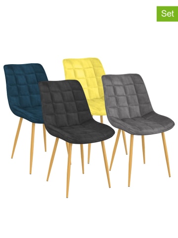 IDOMYA Factory 4er-Set: Stühle  in Anthrazit/ Blau/ Grau/ Gelb - (B)46 x (H)82 x (T)62,5 cm