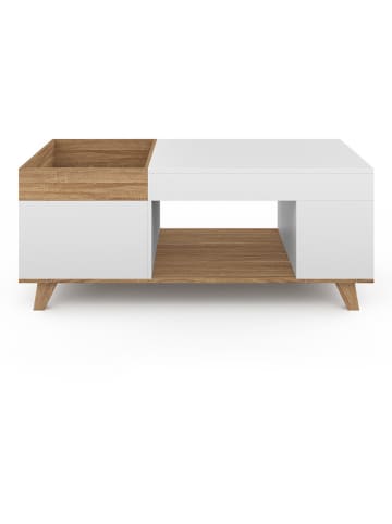 IDOMYA Essentials Couchtisch "Stella" in Hellbraun/ Weiß - (B)110 x (H)45 x (T)55 cm
