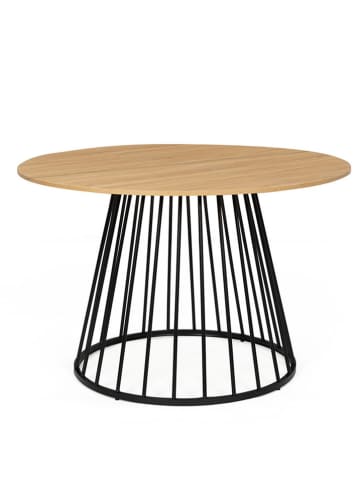 IDOMYA Essentials Esstisch "Adelle" in Hellbraun/ Schwarz - (H)75 x Ø 120 cm