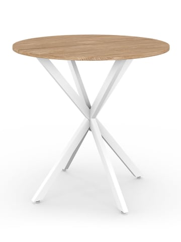 IDOMYA Factory Esszimmertisch "Soline" in Hellbraun/ Weiß - (H)75 x Ø 80 cm