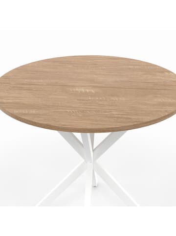 IDOMYA Factory Esszimmertisch "Soline" in Hellbraun/ Weiß - (H)75 x Ø 80 cm