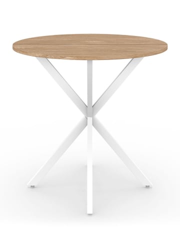 IDOMYA Factory Esszimmertisch "Soline" in Hellbraun/ Weiß - (H)75 x Ø 80 cm