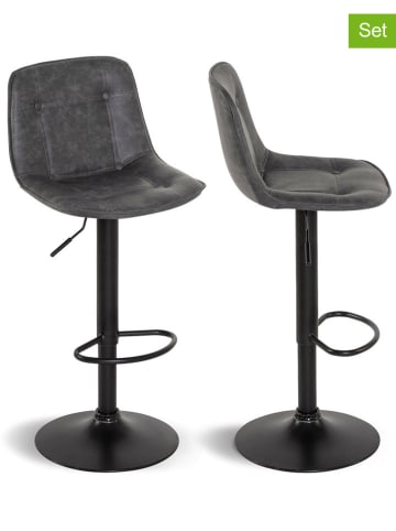 IDOMYA Factory 2er-Set: Barhocker "Brooklyn" in Anthrazit - (B)44 x (H)87,5 x (T)47 cm