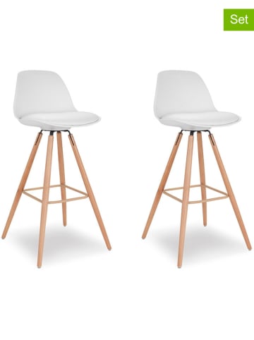 IDOMYA Factory 2er-Set: Barhocker "Oslo" in Weiß - (B)38,5 x (H)39 x (T)38,5 cm