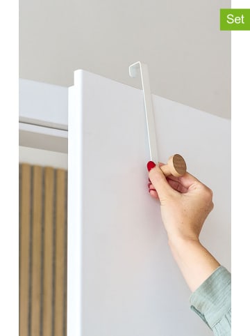 Zeller 2-delige set: deurhaken wit/lichtbruin - (B)3 x (H)18 x (D)9 cm
