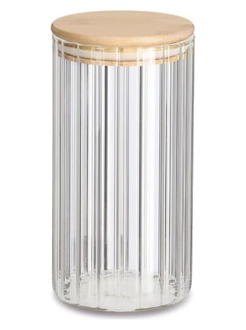 Zeller 2-delige set: voorraadglas "Groeven" lichtbruin - 800 ml