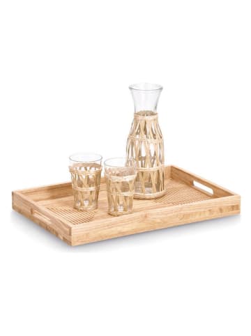 Zeller Tablett "Stripes" in Hellbraun - (B)45,7 x (H)2 x (T)30,5 cm