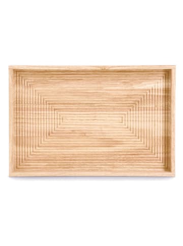 Zeller Dienblad "Stripes" lichtbruin - (B)45,7 x (H)2 x (D)30,5 cm