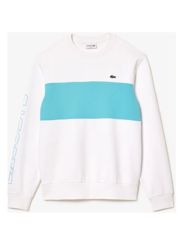 Lacoste Sweatshirt in Weiß/ Türkis