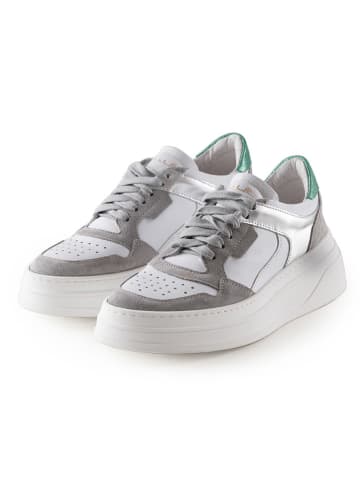 Anna Morellini Leder-Sneakers "Netina" in Weiß/ Grau/ Silber