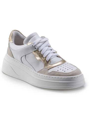 Anna Morellini Leren sneakers "Netina" wit/goudkleurig