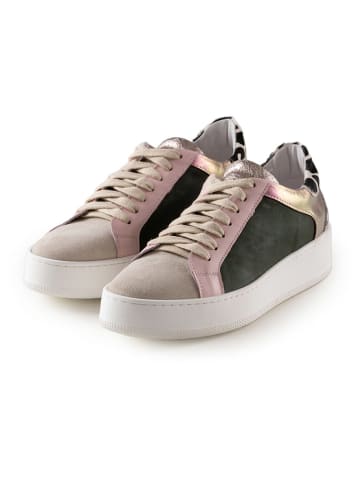 Anna Morellini Leren sneakers "Antilina" beige/groen/lichtroze