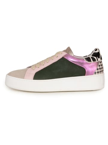 Anna Morellini Leren sneakers "Antilina" beige/groen/lichtroze
