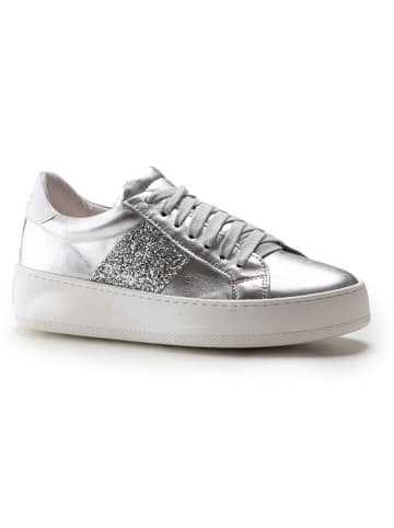 Anna Morellini Leren sneakers "Torecia" zilverkleurig