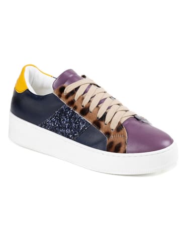 Anna Morellini Leren sneakers "Torecia" paars/donkerblauw