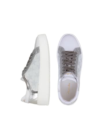 Anna Morellini Leren sneakers "Fioridia" wit/grijs/zilverkleurig