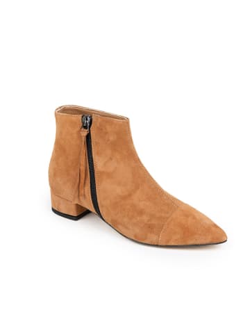 Anna Morellini Leder-Ankle-Boots "Carannana" in Hellbraun