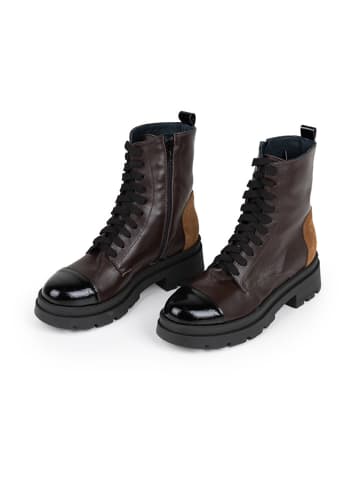 Anna Morellini Leder-Boots "Eliolia" in Braun/ Schwarz/ Lila
