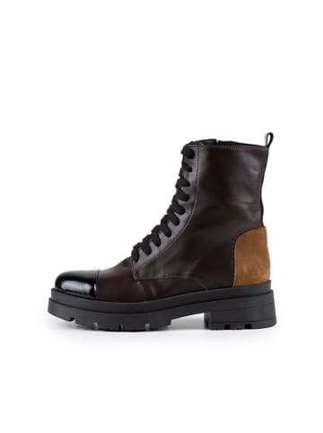 Anna Morellini Leder-Boots "Eliolia" in Braun/ Schwarz/ Lila