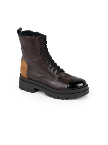 Anna Morellini Leder-Boots "Eliolia" in Braun/ Schwarz/ Lila