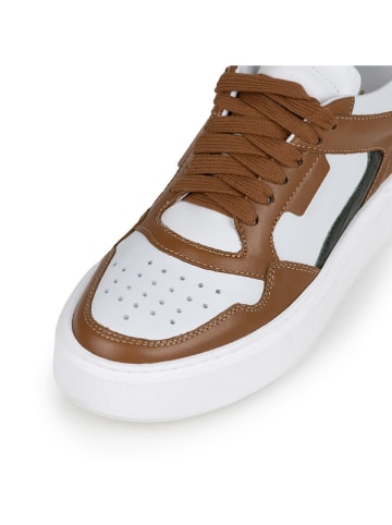 Anna Morellini Leder-Sneakers "Ludia" in Weiß/ Hellbraun/ Grün