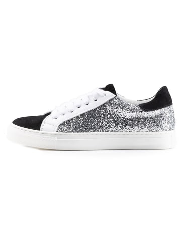 Anna Morellini Leder-Sneakers "Gisara" in Weiß/ Schwarz/ Silber