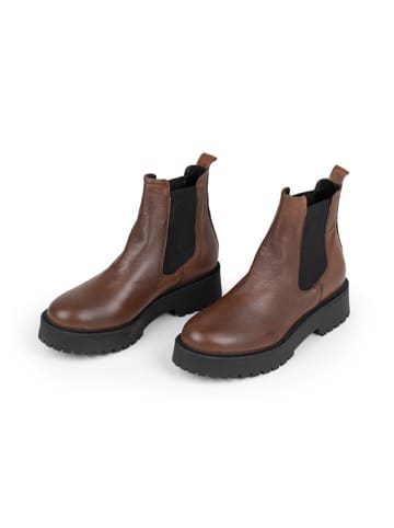 Anna Morellini Leder-Chelsea-Boots "Adaria" in Hellbraun/ Schwarz