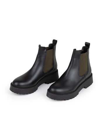 Anna Morellini Leder-Chelsea-Boots "Adaria" in Schwarz/ Khaki