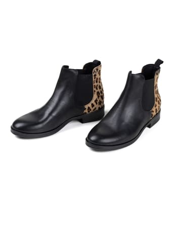 Anna Morellini Leren chelseaboots "Bernetta" zwart/beige