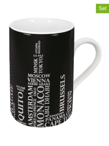 Könitz 2-delige set: koffiekoppen "Metropolen" zwart - 310 ml