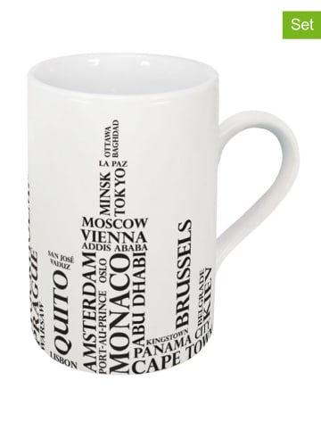 Könitz 2-delige set: koffiekoppen "Metropolen" wit/zwart - 310 ml