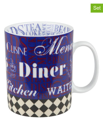 Könitz 2-delige set: mokken "Diner kitchen" donkerblauw - 490 ml