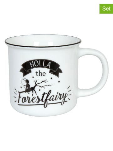 Könitz Kubki jumbo (2 szt.) "Forestfairy" w kolorze biało-czarnym - 380 ml