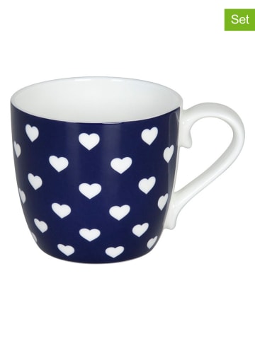 Könitz 2-delige set: mokken "Hearts" donkerblauw - 425 ml
