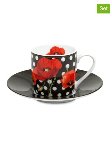 Könitz 2er-Set: Espressotassen "Madame Petite" in Schwarz/ Rot - 85 ml